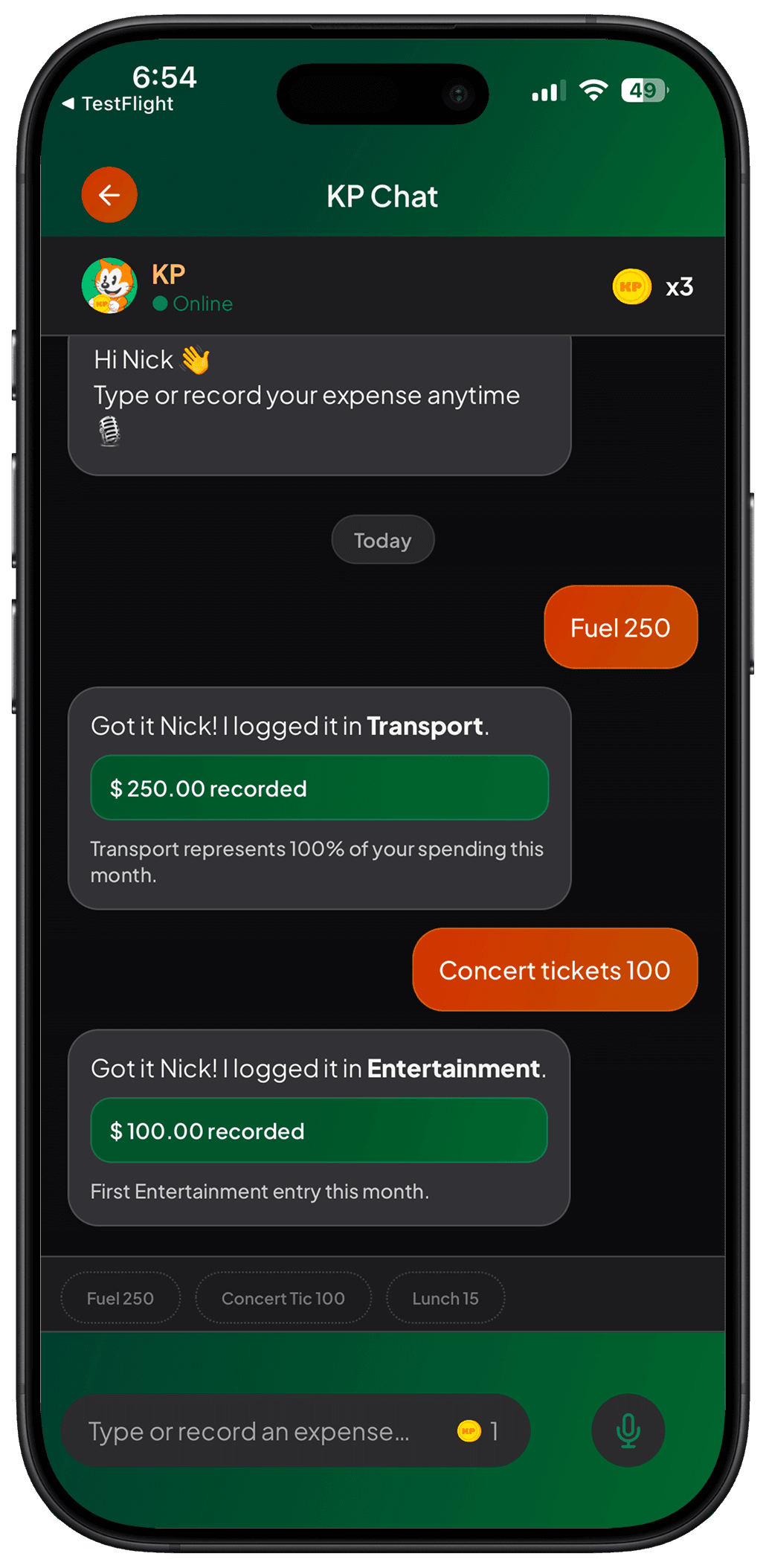 KP chat screen