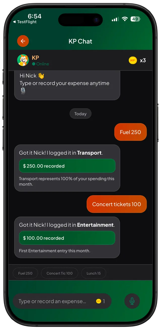 KP chat screen
